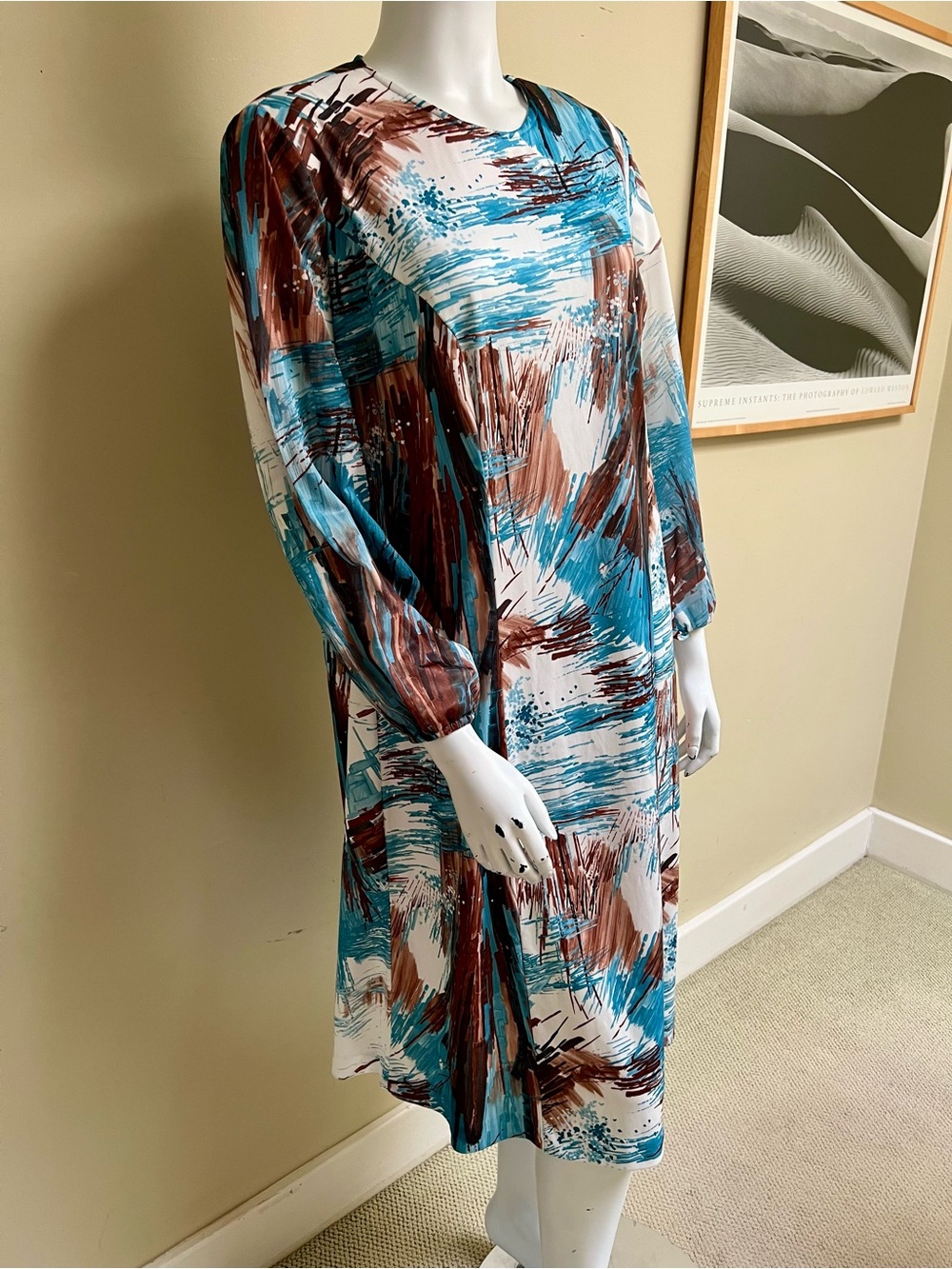 Vintage 70s Abstract Midi Dress